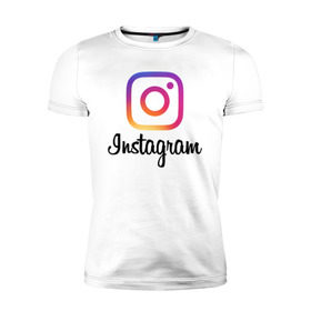 Мужская футболка премиум с принтом Instagram , 92% хлопок, 8% лайкра | приталенный силуэт, круглый вырез ворота, длина до линии бедра, короткий рукав | application | instagram | инстаграм | приложение