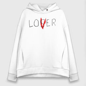 Женское худи Oversize хлопок с принтом Lover , френч-терри — 70% хлопок, 30% полиэстер. Мягкий теплый начес внутри —100% хлопок | боковые карманы, эластичные манжеты и нижняя кромка, капюшон на магнитной кнопке | clown | derry | it 2 | it: chapter two | loser | lover | pennywise | stephen king | warner brothers | ворнер бразерс | дерри | клоун | оно 2 | пеннивайз | стивен кинг