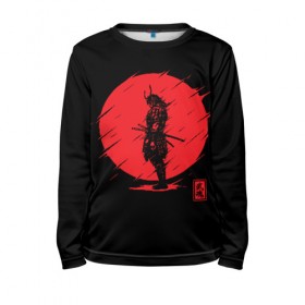 Детский лонгслив 3D с принтом Samurai , 100% полиэстер | длинные рукава, круглый вырез горловины, полуприлегающий силуэт
 | ahegao | anime | blood | japan | samurai | senpai | warior | аниме | ахегао | воин | катана | кровавая | кровавый | кровь | луна | самураи | самурай | семпай | сенпай | солнце | япония
