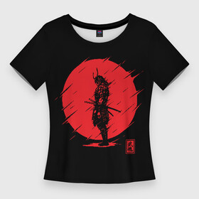 Женская футболка 3D Slim с принтом Samurai ,  |  | ahegao | anime | blood | japan | samurai | senpai | warior | аниме | ахегао | воин | катана | кровавая | кровавый | кровь | луна | самураи | самурай | семпай | сенпай | солнце | япония