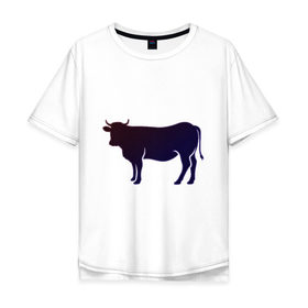 Мужская футболка хлопок Oversize с принтом Корова(темно-синий неон) , 100% хлопок | свободный крой, круглый ворот, “спинка” длиннее передней части | animals | neon | животные | звери | корова | коровка | коровы | неон | прикольная картинка