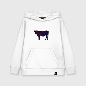 Детская толстовка хлопок с принтом Корова(темно-синий неон) , 100% хлопок | Круглый горловой вырез, эластичные манжеты, пояс, капюшен | animals | neon | животные | звери | корова | коровка | коровы | неон | прикольная картинка