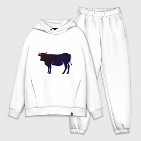 Мужской костюм хлопок OVERSIZE с принтом Корова(темно синий неон) ,  |  | animals | neon | животные | звери | корова | коровка | коровы | неон | прикольная картинка