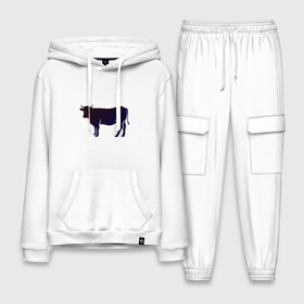 Мужской костюм хлопок с толстовкой с принтом Корова(темно синий неон) ,  |  | animals | neon | животные | звери | корова | коровка | коровы | неон | прикольная картинка