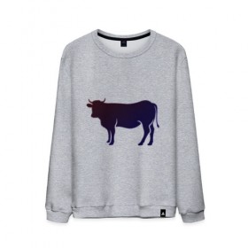 Мужской свитшот хлопок с принтом Корова(темно-синий неон) , 100% хлопок |  | animals | neon | животные | звери | корова | коровка | коровы | неон | прикольная картинка