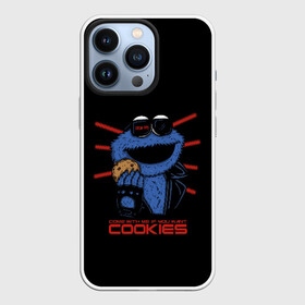 Чехол для iPhone 13 Pro с принтом Come with me if you want ,  |  | Тематика изображения на принте: cookie | cookiemonster | delicious | eat | monster | yummy | еда | коржик | куки | кукимонстр | монстр | печенье | сладости | улица | улицасезам