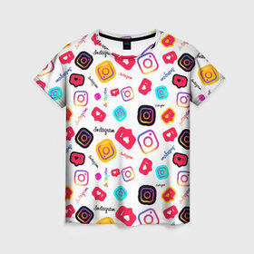 Женская футболка 3D с принтом Instagram , 100% полиэфир ( синтетическое хлопкоподобное полотно) | прямой крой, круглый вырез горловины, длина до линии бедер | Тематика изображения на принте: application | instagram | инстаграм | приложение
