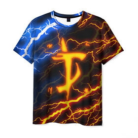 Мужская футболка 3D с принтом DOOM SLAYER , 100% полиэфир | прямой крой, круглый вырез горловины, длина до линии бедер | doom | doom eternal | thunder | дум | молнии | шторм