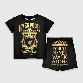 Детский костюм с шортами 3D с принтом Ливерпуль ,  |  | liverpool | liverpool fc | ynwa | you never walk alone | ливерпуль | фан ливерпуля | фанатская | футбол | футболист | футбольный клуб | энфильд