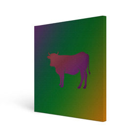 Холст квадратный с принтом Корова(трехцветный градиент) , 100% ПВХ |  | Тематика изображения на принте: animals | животные | звери | корова | коровка | коровы | мягкий цвет | прикольная картинка | простая картинка