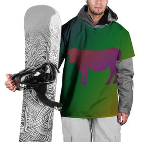 Накидка на куртку 3D с принтом Корова(трехцветный градиент) , 100% полиэстер |  | animals | животные | звери | корова | коровка | коровы | мягкий цвет | прикольная картинка | простая картинка