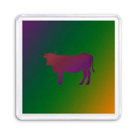 Магнит 55*55 с принтом Корова(трехцветный градиент) , Пластик | Размер: 65*65 мм; Размер печати: 55*55 мм | animals | животные | звери | корова | коровка | коровы | мягкий цвет | прикольная картинка | простая картинка