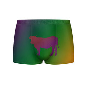 Мужские трусы 3D с принтом Корова(трехцветный градиент) , 50% хлопок, 50% полиэстер | классическая посадка, на поясе мягкая тканевая резинка | animals | животные | звери | корова | коровка | коровы | мягкий цвет | прикольная картинка | простая картинка