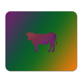 Коврик для мышки прямоугольный с принтом Корова(трехцветный градиент) , натуральный каучук | размер 230 х 185 мм; запечатка лицевой стороны | animals | животные | звери | корова | коровка | коровы | мягкий цвет | прикольная картинка | простая картинка