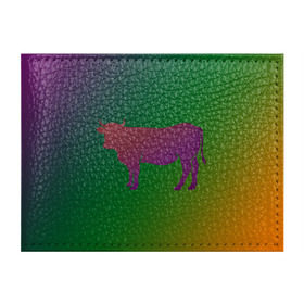 Обложка для студенческого билета с принтом Корова(трехцветный градиент) , натуральная кожа | Размер: 11*8 см; Печать на всей внешней стороне | animals | животные | звери | корова | коровка | коровы | мягкий цвет | прикольная картинка | простая картинка