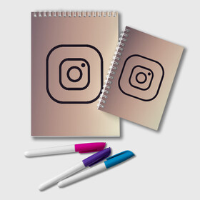 Блокнот с принтом instagram(simple logo) , 100% бумага | 48 листов, плотность листов — 60 г/м2, плотность картонной обложки — 250 г/м2. Листы скреплены удобной пружинной спиралью. Цвет линий — светло-серый
 | Тематика изображения на принте: instagram | logo | инстаграм | лого | мягкие цвета | приложение | простая картинка | фотоаппарат | черная картинка | черный | черный значок | черный цвет