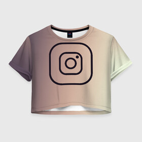 Женская футболка Crop-top 3D с принтом instagram(simple logo) , 100% полиэстер | круглая горловина, длина футболки до линии талии, рукава с отворотами | instagram | logo | инстаграм | лого | мягкие цвета | приложение | простая картинка | фотоаппарат | черная картинка | черный | черный значок | черный цвет