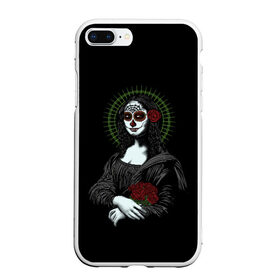 Чехол для iPhone 7Plus/8 Plus матовый с принтом Mona Lisa - Santa Muerte , Силикон | Область печати: задняя сторона чехла, без боковых панелей | dead | death | lisa | mona | muerte | muertos | santa | день | искуство | картина | лиза | мона | муэрте | муэртес | муэртос | роза | розы | санта | тату | татуировка | цветы | череп