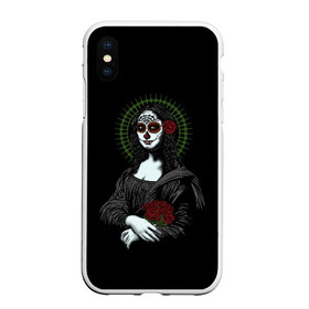 Чехол для iPhone XS Max матовый с принтом Mona Lisa - Santa Muerte , Силикон | Область печати: задняя сторона чехла, без боковых панелей | dead | death | lisa | mona | muerte | muertos | santa | день | искуство | картина | лиза | мона | муэрте | муэртес | муэртос | роза | розы | санта | тату | татуировка | цветы | череп