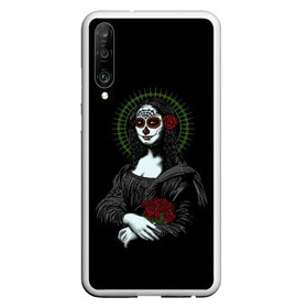 Чехол для Honor P30 с принтом Mona Lisa - Santa Muerte , Силикон | Область печати: задняя сторона чехла, без боковых панелей | dead | death | lisa | mona | muerte | muertos | santa | день | искуство | картина | лиза | мона | муэрте | муэртес | муэртос | роза | розы | санта | тату | татуировка | цветы | череп