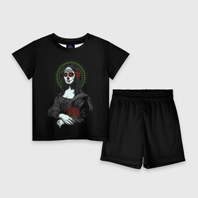 Детский костюм с шортами 3D с принтом Mona Lisa  Santa Muerte ,  |  | dead | death | lisa | mona | muerte | muertos | santa | день | искуство | картина | лиза | мона | муэрте | муэртес | муэртос | роза | розы | санта | тату | татуировка | цветы | череп