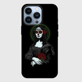Чехол для iPhone 13 Pro с принтом Mona Lisa   Santa Muerte ,  |  | dead | death | lisa | mona | muerte | muertos | santa | день | искуство | картина | лиза | мона | муэрте | муэртес | муэртос | роза | розы | санта | тату | татуировка | цветы | череп
