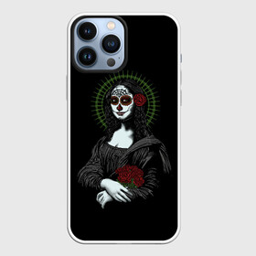 Чехол для iPhone 13 Pro Max с принтом Mona Lisa   Santa Muerte ,  |  | dead | death | lisa | mona | muerte | muertos | santa | день | искуство | картина | лиза | мона | муэрте | муэртес | муэртос | роза | розы | санта | тату | татуировка | цветы | череп