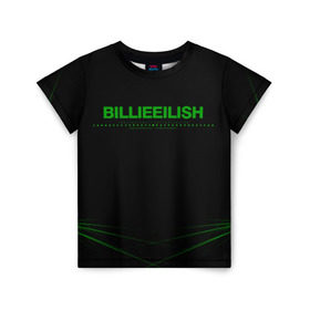 Детская футболка 3D с принтом Billie Eilish. , 100% гипоаллергенный полиэфир | прямой крой, круглый вырез горловины, длина до линии бедер, чуть спущенное плечо, ткань немного тянется | bili | billie eilish | били | билли айлиш | музыка