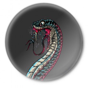 Значок с принтом Viper ,  металл | круглая форма, металлическая застежка в виде булавки | animals | art | poison | snake | venom | venomous | viper | арт | гадюка | животное | животные | змеи | змей | змея | картинка | картинки | прикольная | прикольные | яд | ядовитая | ядовитый