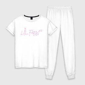 Женская пижама хлопок с принтом LIL PEEP , 100% хлопок | брюки и футболка прямого кроя, без карманов, на брюках мягкая резинка на поясе и по низу штанин | lil peep | lil prince | pink | зарубежная музыка | лил пип | маленький принц