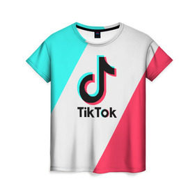 Женская футболка 3D с принтом TIKTOK , 100% полиэфир ( синтетическое хлопкоподобное полотно) | прямой крой, круглый вырез горловины, длина до линии бедер | tik | tik tok | tiktok | tok | тик | тик ток | тикток | ток