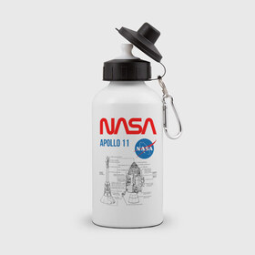 Бутылка спортивная с принтом Nasa Apollo 11 (двухсторонняя) , металл | емкость — 500 мл, в комплекте две пластиковые крышки и карабин для крепления | Тематика изображения на принте: apollo 11 | apolo 11 | apolon 11 | аполлон 11 | аполон 11 | наса | насса