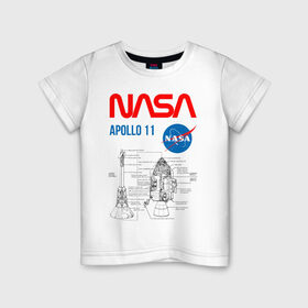 Детская футболка хлопок с принтом Nasa Apollo 11 (двухсторонняя) , 100% хлопок | круглый вырез горловины, полуприлегающий силуэт, длина до линии бедер | Тематика изображения на принте: apollo 11 | apolo 11 | apolon 11 | аполлон 11 | аполон 11 | наса | насса