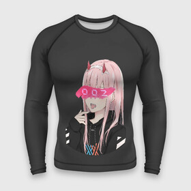 Мужской рашгард 3D с принтом Zero Two ,  |  | Тематика изображения на принте: ahegao | anime | girl | girls | hikky | kawaii | kowai | senpai | waifu | yandre | аниме | ахегао | вайфу | девушка | кавай | кун | семпай | сенпай | тян