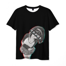 Мужская футболка 3D с принтом Anime Girl , 100% полиэфир | прямой крой, круглый вырез горловины, длина до линии бедер | ahegao | anime | girl | girls | hikky | kawaii | kowai | senpai | waifu | yandre | аниме | ахегао | вайфу | девушка | кавай | кун | семпай | сенпай | тян