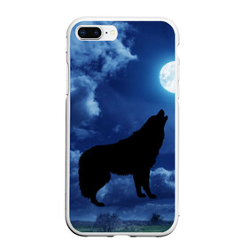 Чехол для iPhone 7Plus/8 Plus матовый с принтом WOLF , Силикон | Область печати: задняя сторона чехла, без боковых панелей | wolf | волк | луна | ночь