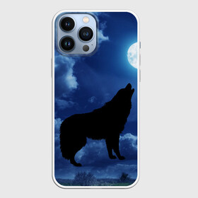 Чехол для iPhone 13 Pro Max с принтом WOLF ,  |  | Тематика изображения на принте: wolf | волк | луна | ночь