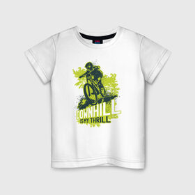 Детская футболка хлопок с принтом Downhill , 100% хлопок | круглый вырез горловины, полуприлегающий силуэт, длина до линии бедер | Тематика изображения на принте: downhill | велосипед | велосипедист | велоспорт | скоростной спуск | экстрим