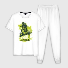 Мужская пижама хлопок с принтом Downhill , 100% хлопок | брюки и футболка прямого кроя, без карманов, на брюках мягкая резинка на поясе и по низу штанин
 | downhill | велосипед | велосипедист | велоспорт | скоростной спуск | экстрим