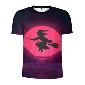 Мужская футболка 3D спортивная с принтом The Witch(Happy Halloween) , 100% полиэстер с улучшенными характеристиками | приталенный силуэт, круглая горловина, широкие плечи, сужается к линии бедра | halloween | halloweenparty | witch | в подарок | ведьма | ведьмочка | вечеринка | детский дизайн | детский рисунок | для подарка | закат солнца | мягкие цвета | пати | хэллоуин