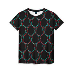 Женская футболка 3D с принтом Billie Eilish (Glitch). , 100% полиэфир ( синтетическое хлопкоподобное полотно) | прямой крой, круглый вырез горловины, длина до линии бедер | bili | billie eilish | били | билли айлиш | музыка