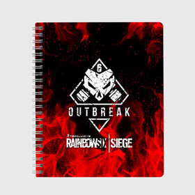 Тетрадь с принтом RAINBOW SIX SIEGE OUTBREAK , 100% бумага | 48 листов, плотность листов — 60 г/м2, плотность картонной обложки — 250 г/м2. Листы скреплены сбоку удобной пружинной спиралью. Уголки страниц и обложки скругленные. Цвет линий — светло-серый
 | 6 | outbreak | rainbow | rainbow six siege | six | tom clancys | радуга осада | том клэнси