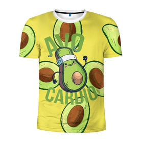 Мужская футболка 3D спортивная с принтом Аво Кардио , 100% полиэстер с улучшенными характеристиками | приталенный силуэт, круглая горловина, широкие плечи, сужается к линии бедра | Тематика изображения на принте: avocado | cardio | fit | fitness | авокадо | авокардио | бег | кардио | спорт | спортсмен | фитнес