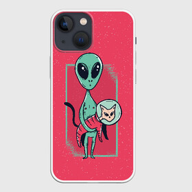 Чехол для iPhone 13 mini с принтом Пришелец с Котом ,  |  | alien | cat | kitten | kitty | ufo | инопланетяне | инопланетянин | кот | котик | кошка | нло | пришелец | пришельцы