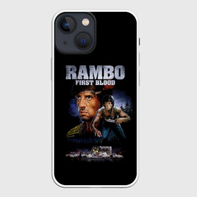 Чехол для iPhone 13 mini с принтом Rambo: First Blood ,  |  | Тематика изображения на принте: action | army | blood | first | john | last | rambo | stallone | states | sylvester | united | usa | армия | боевик | джон | кровь | первая | последняя | рэмбо | сильвестр | сталлоне | сша