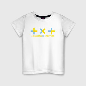Детская футболка хлопок с принтом TOMORROW X TOGETHER , 100% хлопок | круглый вырез горловины, полуприлегающий силуэт, длина до линии бедер | Тематика изображения на принте: tomorrow x together | txt