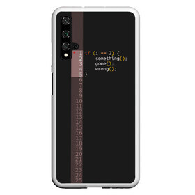 Чехол для Honor 20 с принтом if 1 == 2 , Силикон | Область печати: задняя сторона чехла, без боковых панелей | Тематика изображения на принте: it | php | айтишник | код | кодер | ошибка | програма | програмист | программа | программист | разработка | разработчик | сайт | сайты | си | си плюсплюс | си шарп | технарь | условие | явапхп | яваскрипт