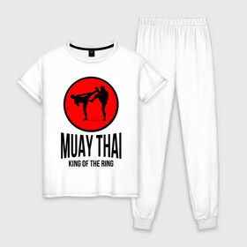Женская пижама хлопок с принтом Muay thai (двухсторонняя) , 100% хлопок | брюки и футболка прямого кроя, без карманов, на брюках мягкая резинка на поясе и по низу штанин | boxer | boxing | fight | fighting | king of the ring | muay thai | боксер | король ринга | муай тай | тайский бокс
