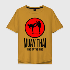 Мужская футболка хлопок Oversize с принтом Muay thai (двухсторонняя) , 100% хлопок | свободный крой, круглый ворот, “спинка” длиннее передней части | boxer | boxing | fight | fighting | king of the ring | muay thai | боксер | король ринга | муай тай | тайский бокс