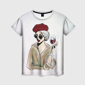 Женская футболка 3D с принтом Не сходи с ума, сходи за вином! , 100% полиэфир ( синтетическое хлопкоподобное полотно) | прямой крой, круглый вырез горловины, длина до линии бедер | Тематика изображения на принте: 